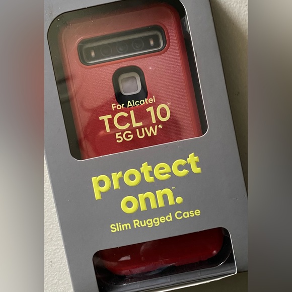 onn. Slim Rugged Phone Case for Alcatel TCL 10 5G UW - Red - Picture 3 of 6